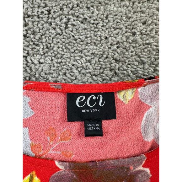 Eci New York Dress Womens 8 Red Midi Floral Wrap Floral Ladies - Picture 4 of 10